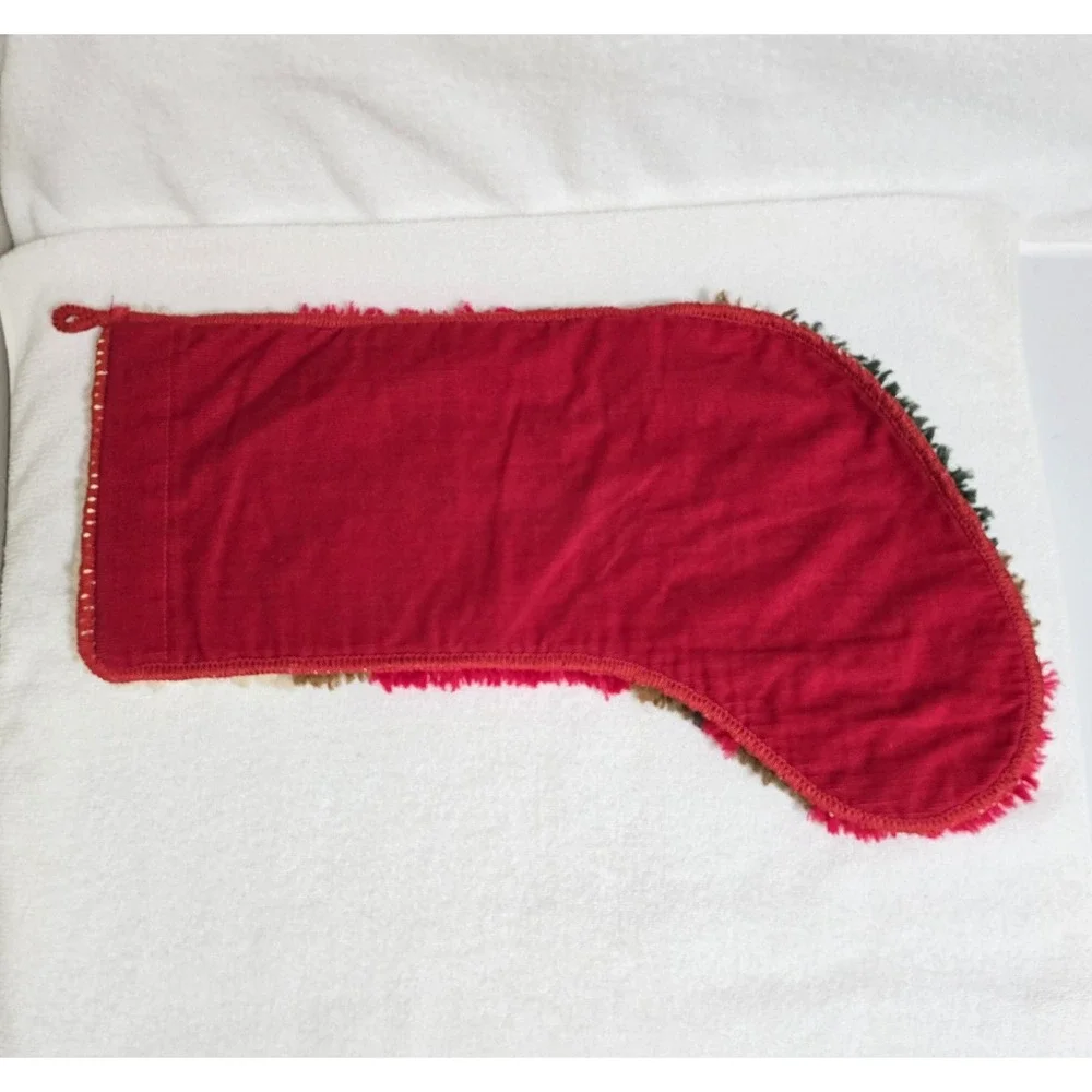 VTG Latch Hook Teddy‎ Bear Christmas Stocking Finished 20